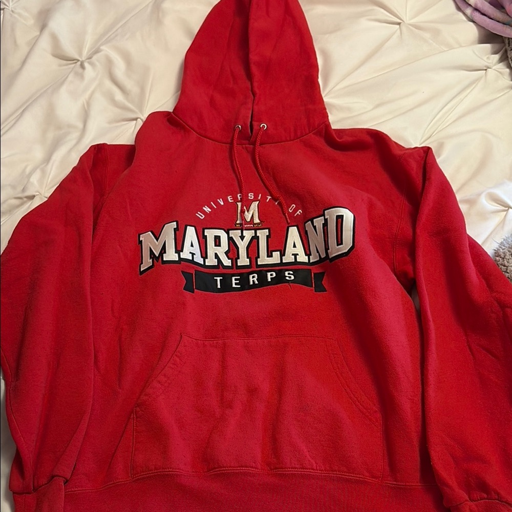 University of Maryland Red Champion Hoodie Size Medium